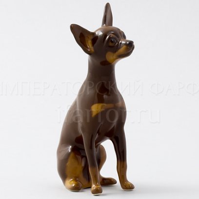 Скульптура Той-терьер сидящий коричневый