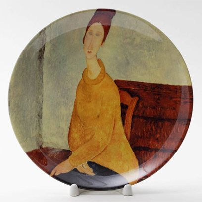 Декоративная тарелка Жанна Эбютерн в желтом свитере