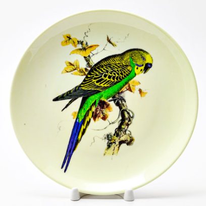 Декоративная тарелка Волнистый попугайчик с синим хвостом
