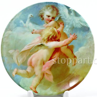 Декоративная тарелка Два ангелочка и голуби