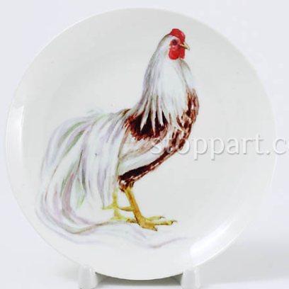 Декоративная тарелка Белый петух