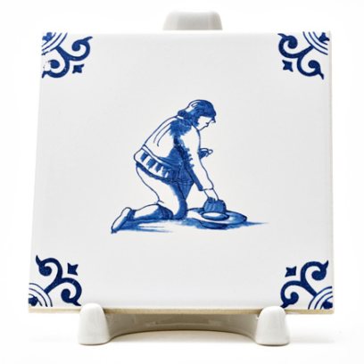 Изразец Голландский. Юноша приклонил колено