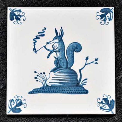 Изразец Голландский. Лиса с трубкой