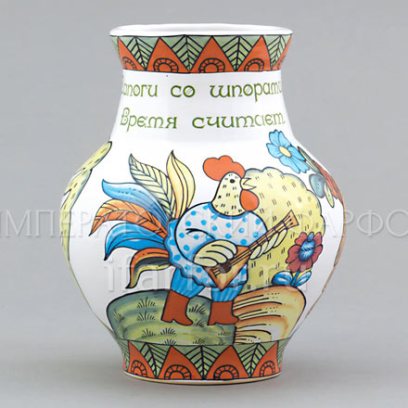Ваза «Лубок» Форма: Крынка. Майолика. 150 x 180 мм.
