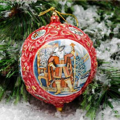 Елочная игрушка Шар средний цветной Щелкунчик (красный)