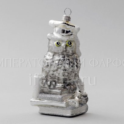 Елочная игрушка «Сова» Стекло. 140 мм.