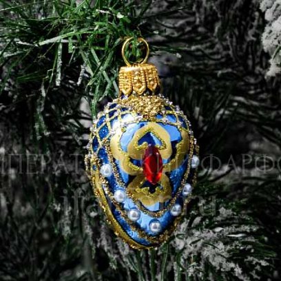 Елочная игрушка «Яйцо Фаберже малое» Форма: Яйцо Фаберже малое. Стекло. 60 мм.