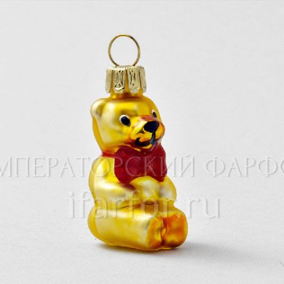 Елочная игрушка «Мишка золотой» Стекло. 40 мм.