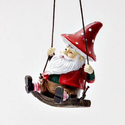 Елочная игрушка Гном на качелях