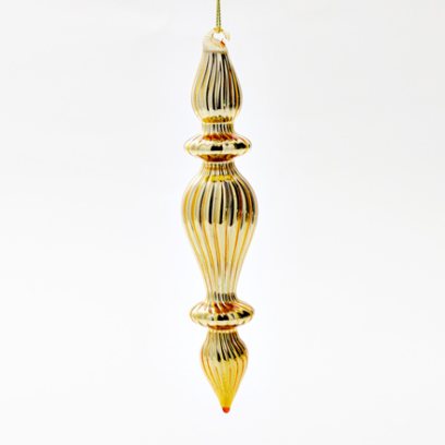 Елочная игрушка Веретено ребристое 1 Золотое