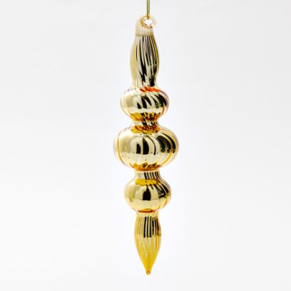Елочная игрушка Веретено ребристое 3 Золотое