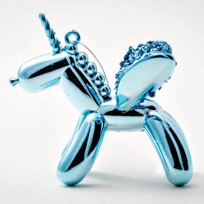 Елочная игрушка Единорог голубой