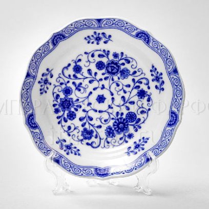 Блюдце кофейное «Alte Ranke blau» Форма: Marie-Luise 1150. Твердый фарфор. 140 мм.