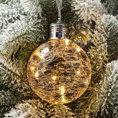 Елочная игрушка «Светящийся шар 6LED» Форма: Светящийся шар 6LED. Стекло. 100 x 130 мм.