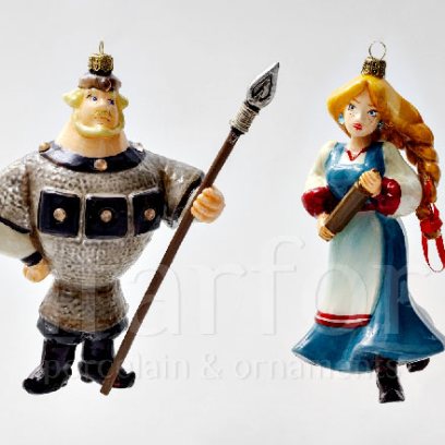 Набор елочных игрушек в подарочной коробке «Добрыня и Настасья» Стекло. 231 x 231 x 122 мм.