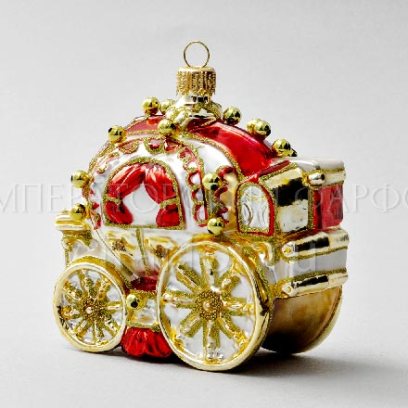 Елочная игрушка «Карета» Стекло. 95 x 95 мм.