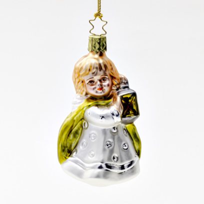 Елочная игрушка Девочка с фонариком в белом платье