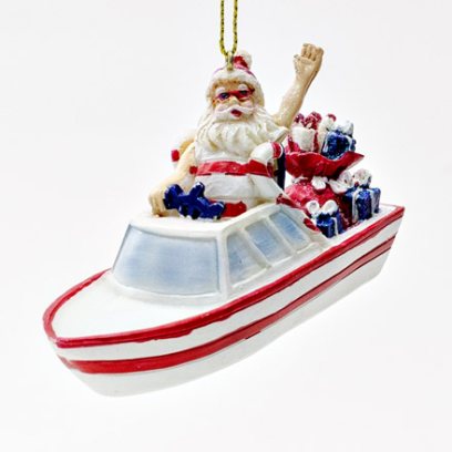 Елочная игрушка Дед Мороз на катере