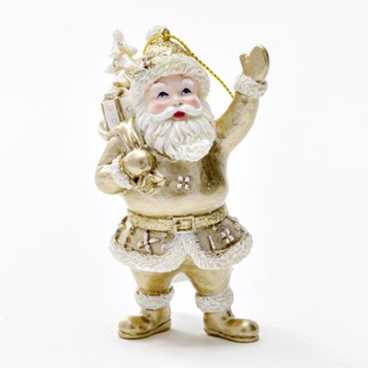 Елочная игрушка Дед Мороз в золотистой шубе 1