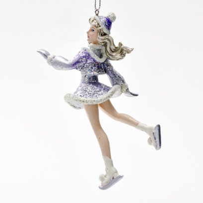 Елочная игрушка Девушка на коньках в серебристой шубке 2