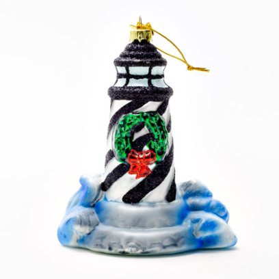 Елочная игрушка Маяк полосатый черный