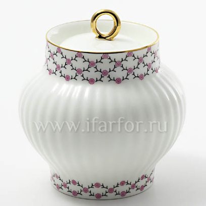 Сахарница «Розовая сетка» Форма: Волна. Тонкостенный костяной фарфор. 390 мл.