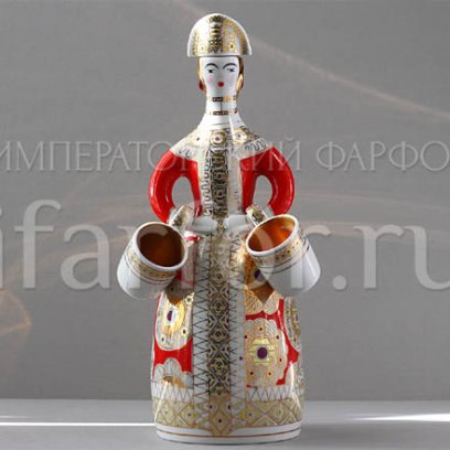 Набор для вина «Красный сарафан» 1/3 Форма: Матрешка. Твердый фарфор. 270 мм.
