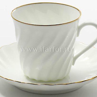 Чашка с блюдцем Золотая лента 1/2 Витая