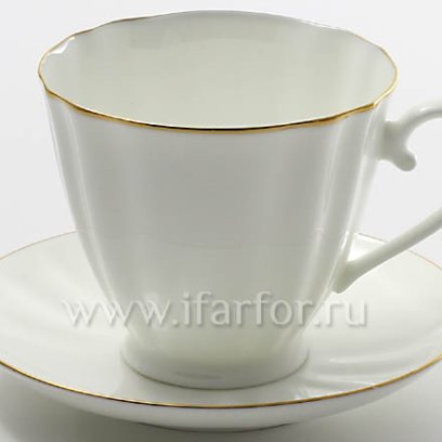 Чашка с блюдцем чайная Золотая лента 1/2 Гвоздика