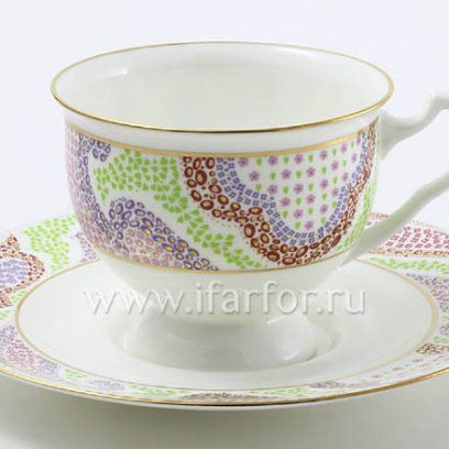 Чашка с блюдцем чайная «Мариенталь розовый» 1/2 Форма: Айседора. Тонкостенный костяной фарфор. 240 мл.