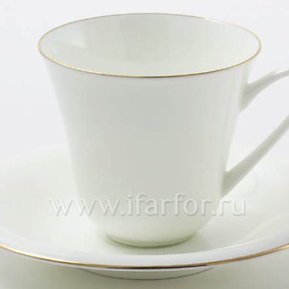 Чашка с блюдцем чайная Золотая лента 1/2 Сад