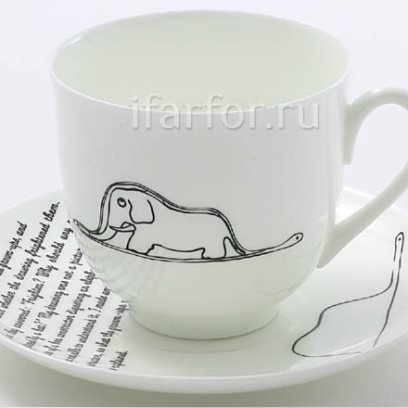 Чашка с блюдцем в подарочной коробке «Elephant.The Little Prince» 1/2 Форма: Ландыш. Тонкостенный костяной фарфор. 180 мл.