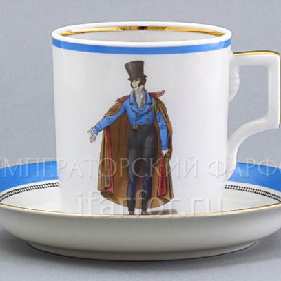 Чашка с блюдцем в подарочной коробке «Modes de Paris (синий)» 1/2