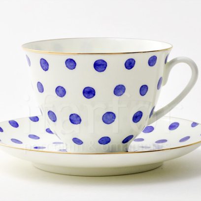 Чашка с блюдцем чайная «Настроение. Polka dot» 1/2 Форма: Весенняя. Толстостенный костяной фарфор. 250 мл.