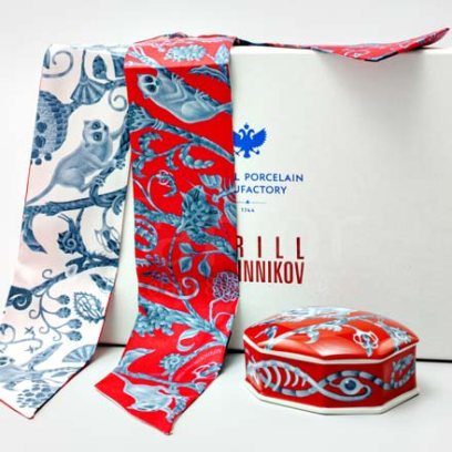 Туалетная коробочка в подарочной коробке «Лямурия красная» Форма: Граненая. Твердый фарфор. 93 x 75 x 44 мм.