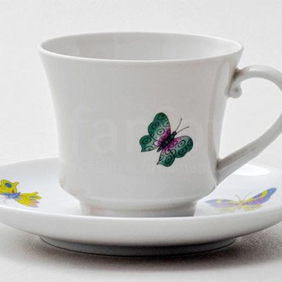 Чашка с блюдцем чайная «Шафрановые бабочки» 1/2 Форма: Банкетная. Твердый фарфор. 220 мл.