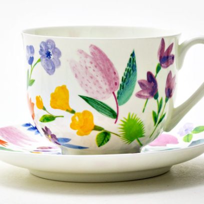 Чашка с блюдцем чайная «Primavera» 1/2 Форма: Ландыш. Костяной фарфор. 345 мл.