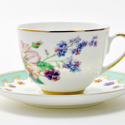 Чашка с блюдцем чайная «Улыбка Флоры 2» 1/2
