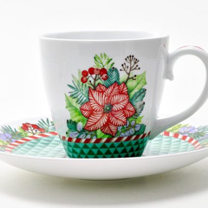 Бокал с блюдцем Зимняя история (зеленый) Весна