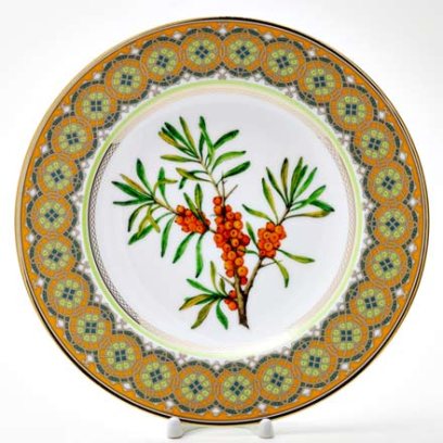 Декоративная тарелка в подарочной коробке Цветы и ягоды России. Облепиха сибирская