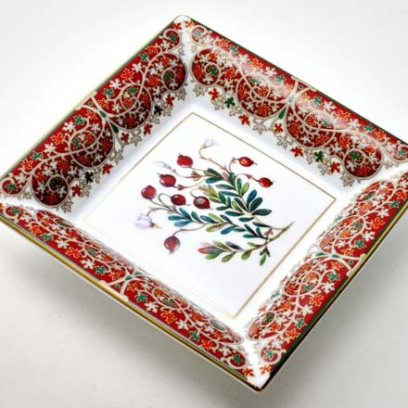 Подставка для мелочи в подарочной коробке Цветы и ягоды России. Клюква заповедная Квадратная