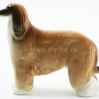 Скульптура «Афганская борзая м.р.» Форма: Афганская борзая м.р.. Мягкий фарфор. 154 мм.