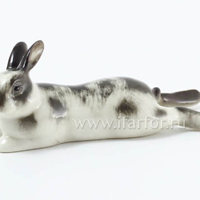 Скульптура Кролик Лежебока Серый