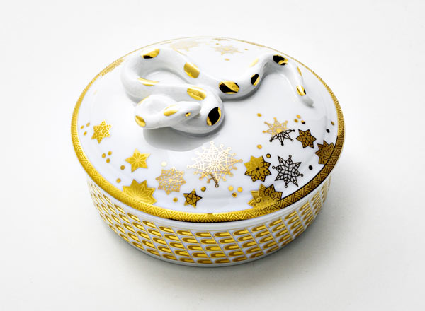 Туалетная коробочка Золотая змейка Круглая Змея