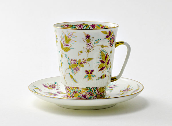 Чашка с блюдцем кофейная Золотые веточки Майская
