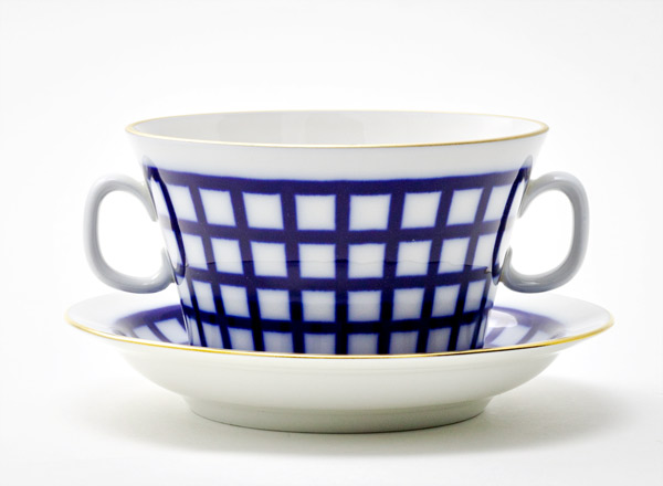 Чашка бульонная с блюдцем бульонная Кобальтовая клетка Молодежная