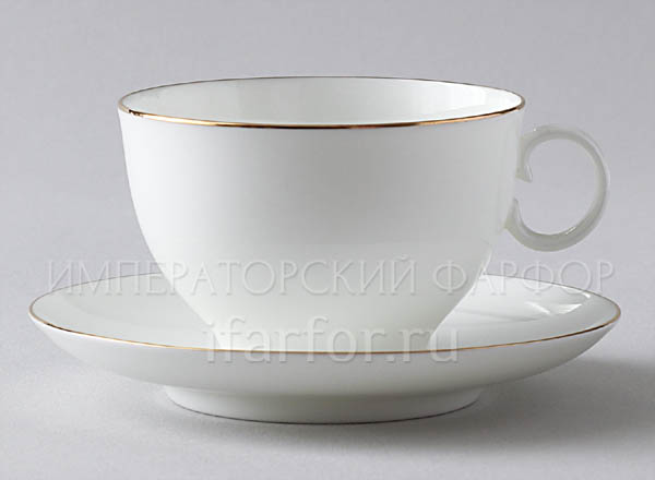 Чашка с блюдцем чайная Золотая лента Яблочко