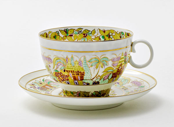 Чашка с блюдцем чайный Пейзажный фриз Яблочко