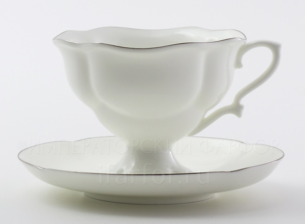 Чашка с блюдцем чайный Платиновая лента Наташа