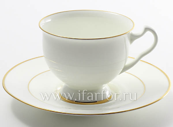 Чашка с блюдцем чайная Золотая лента Айседора